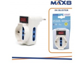 V-TAC Adattatore 1 univ 2 bip 10/16a sp 10a con prote. sovrac.bian