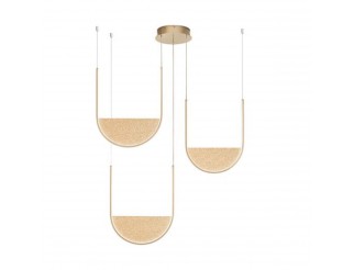 ONDALUCE SOSPENSIONE LOTUS 3 ORO CON VETRO AMBRA