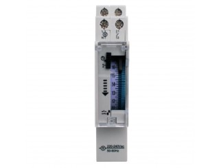TIMER ANALOGICO 230V 16A, Timer/On, Interruttore elettromeccanico per installazione su Barra DIN 1 modulo
