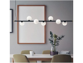 SFORZIN Miloox Sospensione Pomi Lampadario Moderno Nero Sfere Vetro Bianco