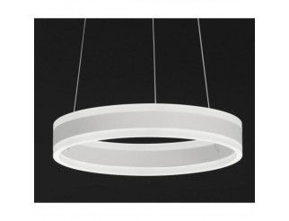 TWIN SOSPENSIONE CIRCOLARE IN METALLO DIFFUSORE IN METACRILATO BIANCO LEN INTEGRATO BIEMISSIONE 40CM