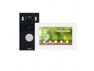 Kit Villa VS-KW-2IP1S R1 2 fili by ip con postazione da esterno 1 tasto + Postazione interna 7 Pollici Linux + alimentatore 24V in DIN