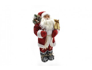 Babbo Natale Rosso Pacchetto Oro 80 cm