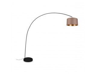 TRIO MANSUR Lampada da Terra ad Arco in Metallo Bianco con Paralume Grigio Pastello - Altezza 210 cm, Attacco E27