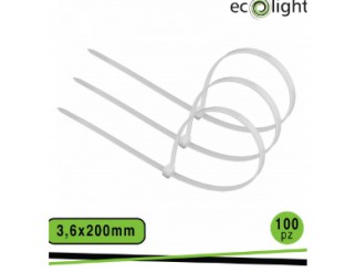 ECOLIGHT Fascetta fermacavo 3,6x200mm bianco conf.100pz