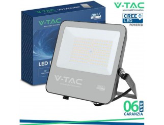 V-TAC 100w faro slim led smd chip cree 100w 135lm/w cavo 1m nero 6500k ip65