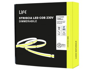 Striscia LED COB, IP65, 220Vac-240Vac 14W/m, L.NATURALE 4000K±5%, 1300lm/m, PREZZO per 20m 