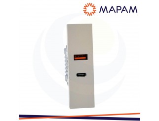 Doppia presa usb a+c sabbia linea zen