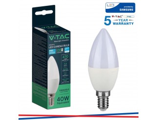 V-TAC Led lampadina samsung chip 5.5w e14 c37 plastica dimmerabile candela 3000k