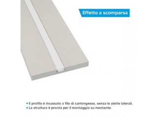 Profilo LED con cartongesso 2mt Integrato in lastra di cartongesso di spessore 