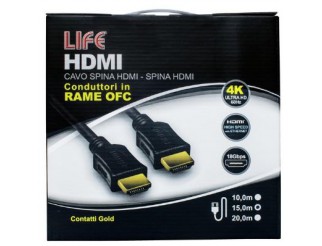 LIFE CAVO SP.HDMI - SP.HDMI L. 15.0m, DORATO, D.6mm, RAME OFC, 4K@50/60Hz HIGH SPEED