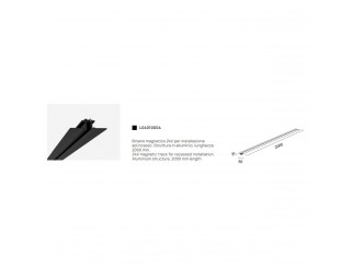VIVIDA LINEE Binario magnetico Socrate 24V per installazione ad incasso in alluminio nero 2000x50x15 mm