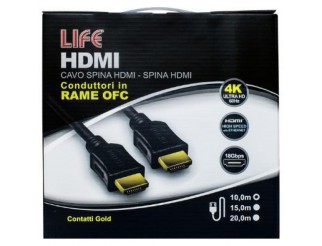 LIFE CAVO SP.HDMI - SP.HDMI L. 10.0m, DORATO, D.6mm, RAME OFC, 4K@50/60Hz HIGH SPEED
