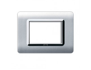 Placca tecnopolimero, S44 colore alluminio naturale, cornicetta - 3 Mod.