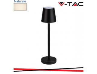 V-TAC LAMPADA DA TAVOLO 3w led ricaricabile touch dimmerabile corpo nero 4000k