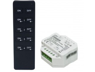 KIT 1CH Dimmer triac a taglio di fase uscita 230V~, 240W LED, RF 2,4GHz, pulsante cablato e radiocomando, In. 230V~, LIFE512