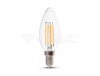 V-TAC Led lampadina 4w filamento e14 clear cover candela dimmerabile 3000k
