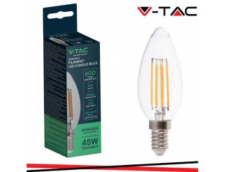 V-TAC Led lampadina 5.5w filamento e14 dimmerabile clear cover candela 3000k