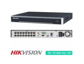Hikvision Nvr 16Ch PoE 4K 8Mpx, 2Sata, Alarm, Network recorder DS-7616NI-K2/16P