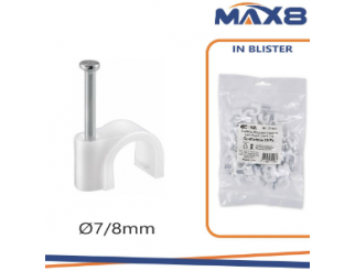 MAX8 Graffette fissacavo bianche c/chiodo diam.7/8mm