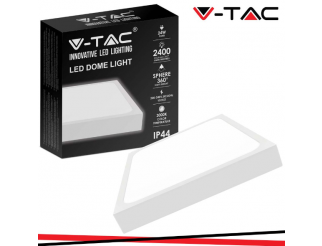 V-TAC PLAFONIERA 24w led dome light quadrato cornice bianca 4000k ip44