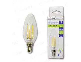 LED LAMPADINA - 6W FILAMENTO E14 CLEAR COVER CANDLE 6400K                                                               