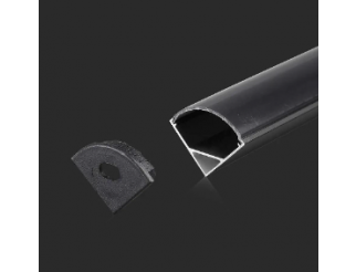Kit di montaggio per strisce in alluminio con diffusore nero 2000x15.8x15.8mm