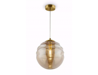 TOPLIGHT SOSPENSIONE OTTONE SAT. 1 LUCE VETRO AMBRA