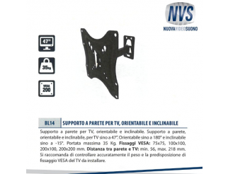 Supporto a parete per tv finoa 47'' orientabile