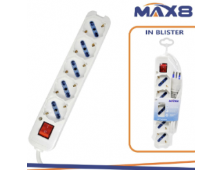 MAX 8 Multipresa 5 uscite universali 10/16a 2p+t con spina 16a 1,5