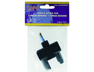 LIFE TRIPLA 1SP.16A 2PR.BIVAL.-1PR.SCHUKO NERO