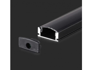 V-TAC Kit di montaggio per strisce in alluminio con diffusore nero 2000x17.4x7mm