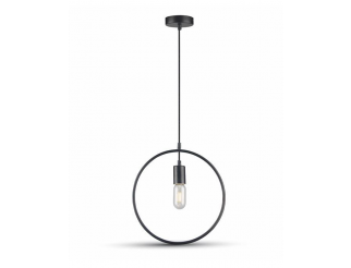 LAMPADARIO CON PORTALAMPADA GEOMETRICO OPACA NERO ROTONDO                                                               