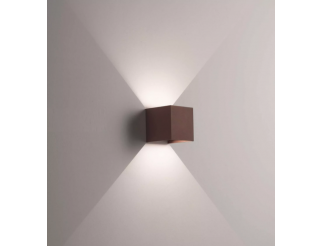 Isyluce Applique Hotshot per Esterno in Alluminio Led Cubo 16W 4000K IP54 Corten Sabbiato Metallo