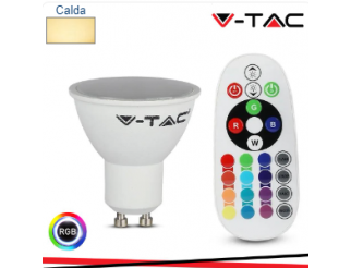 V-TAC Led lampadina 5.5w gu10 plastica milky cover rgb + 3000k 