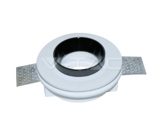 V-TAC Gu10 fitting gesso white recessed light with black metal rotondo