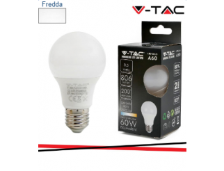 V-TAC Led lampadina 8.5w e27 a60 thermoplastica 6500k 