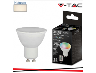 V-TAC Led lampadina 5.5w gu10 plastica milky cover rgb + 4000k