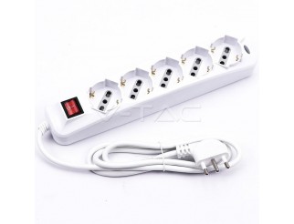 V-TAC 5 pos con interruttore luminoso 10/16a bipasso/schuko