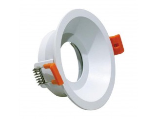 Supporto in alluminio per GU10 ed MR16 easy fit, color bianco, ghiera autobloccante, Dim. 95x35mm, Foro 83mm