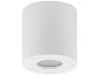 APPLIQUE PORTAFARETTO ROTONDO montaggio a Tetto, per una GU10 a LED di max 7W, IP65, alluminio colore bianco, 90x95mm