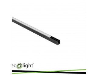 ECOLIGHT Profilo nw02, a plafone, paralume nero + opalino, 2 mt