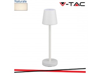 V-TAC LAMPADA DA TAVOLO 3w led ricaricabile touch dimmerabile corpo bianco 4000k