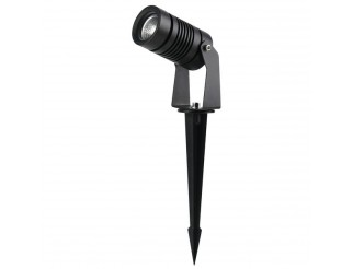 PUNTO LUCE DA GIARDINO CON PICCHETTO, IP65, BA24°, 220-240Vac 6W, 3000K, 550lm, D.42mm, COLORE NERO, CAVO 50cm