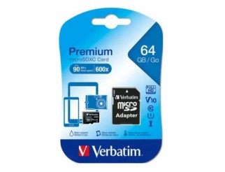 VERBATIM MICRO SDHC 64GB CON ADATTATORE CLASSE 10 44084