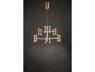 PERENZ Sospensione oro spazzolato D.70 x H.reg.150 cm LED 68W 3000K (Dimmerabile) 4690Lm prodotto 5040Lm