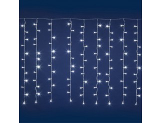 Tenda Luminosa Luci Natale 200 LED Bianca 10x0.4 m per Esterno Prolungabile
