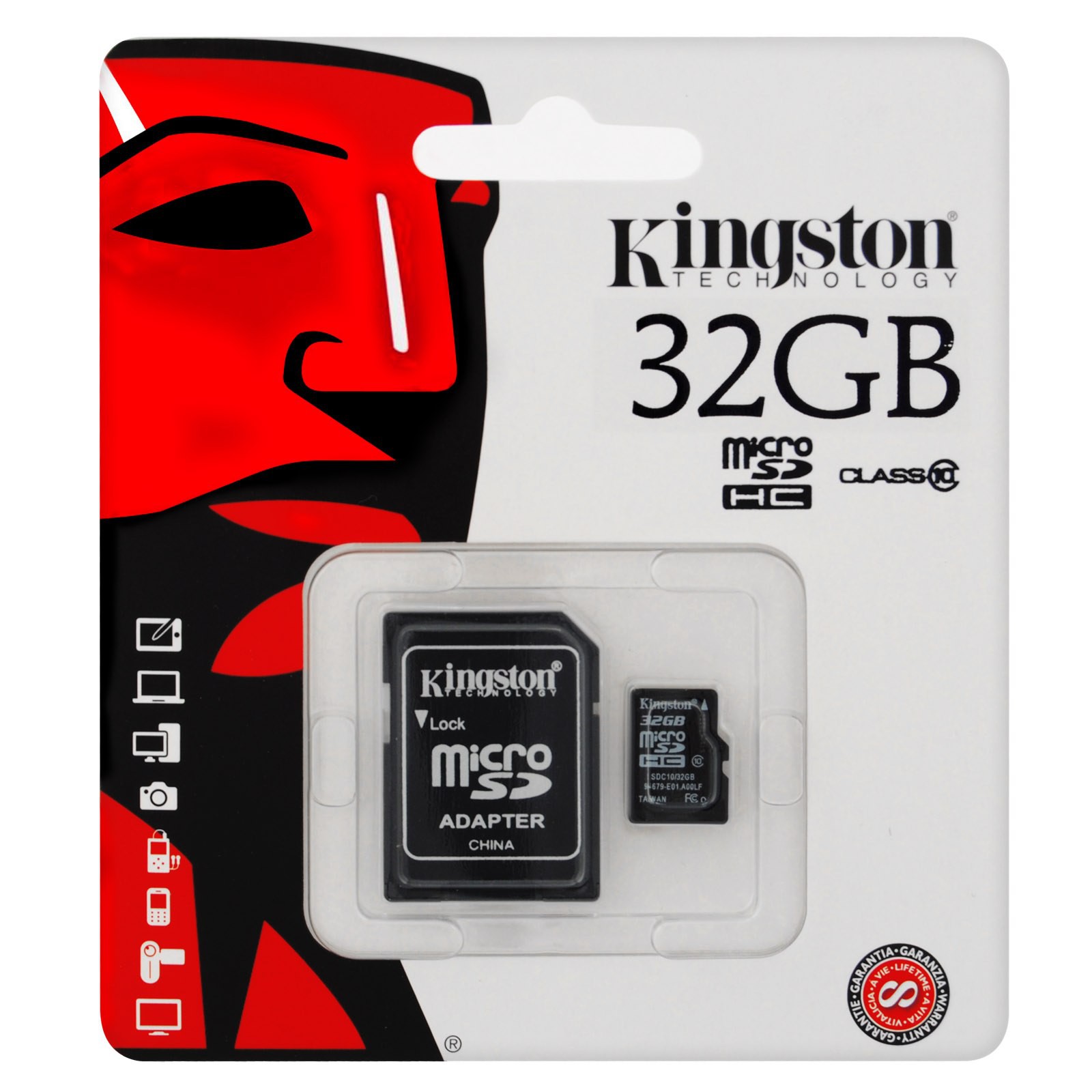 Kingston Micro Sd 32gb Classe 10 Class Microsd Sdhc Scheda Di Memoria Card Area Illumina 8020